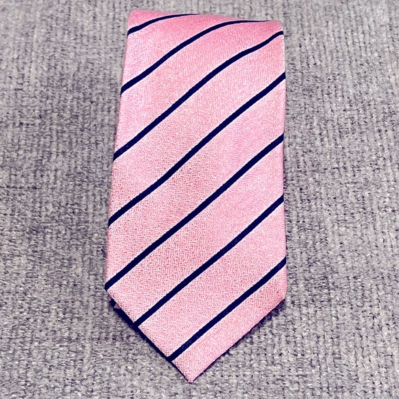 CHARLES TYRWHITT PINK WITH BLUE STRIPE TIE - Picture 1 of 3